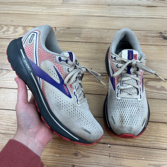 Brooks Shoes - Brooks Ghost 14 Womens Running Shoes White Purple Pink 1203561B192 Size 9 Medium